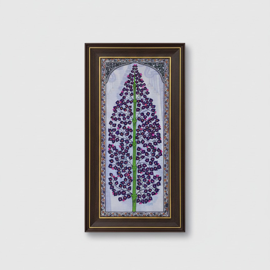 Kashmiri Paper Mache "Tree of Life" Wall Panel (Framed)