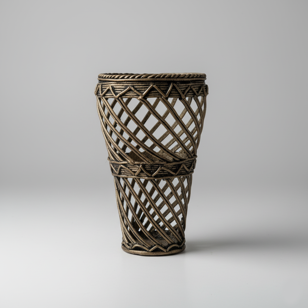 Tribal Openwork Table Pen Holder in Antique Silver