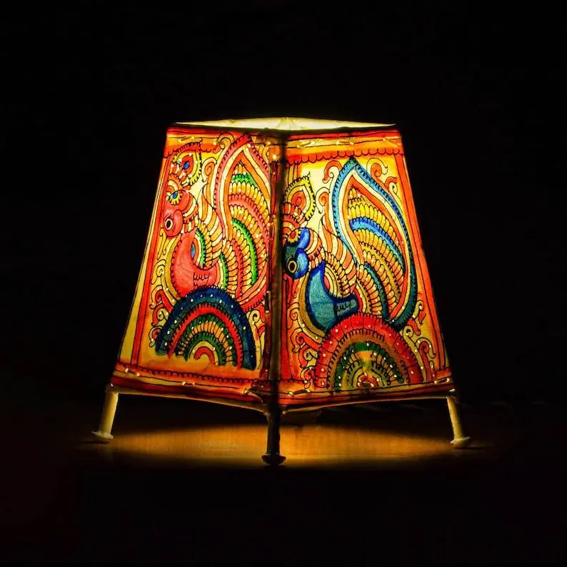 Hand-Painted Odisha Leather Craft Table Lampshade