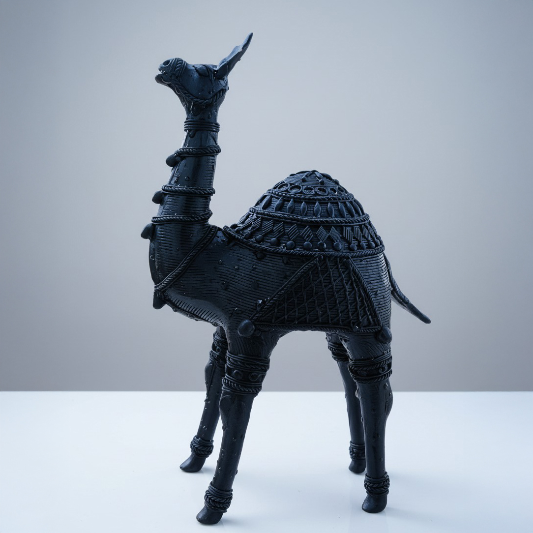 Bastar Metal Craft Camel Figurine – Black Patina