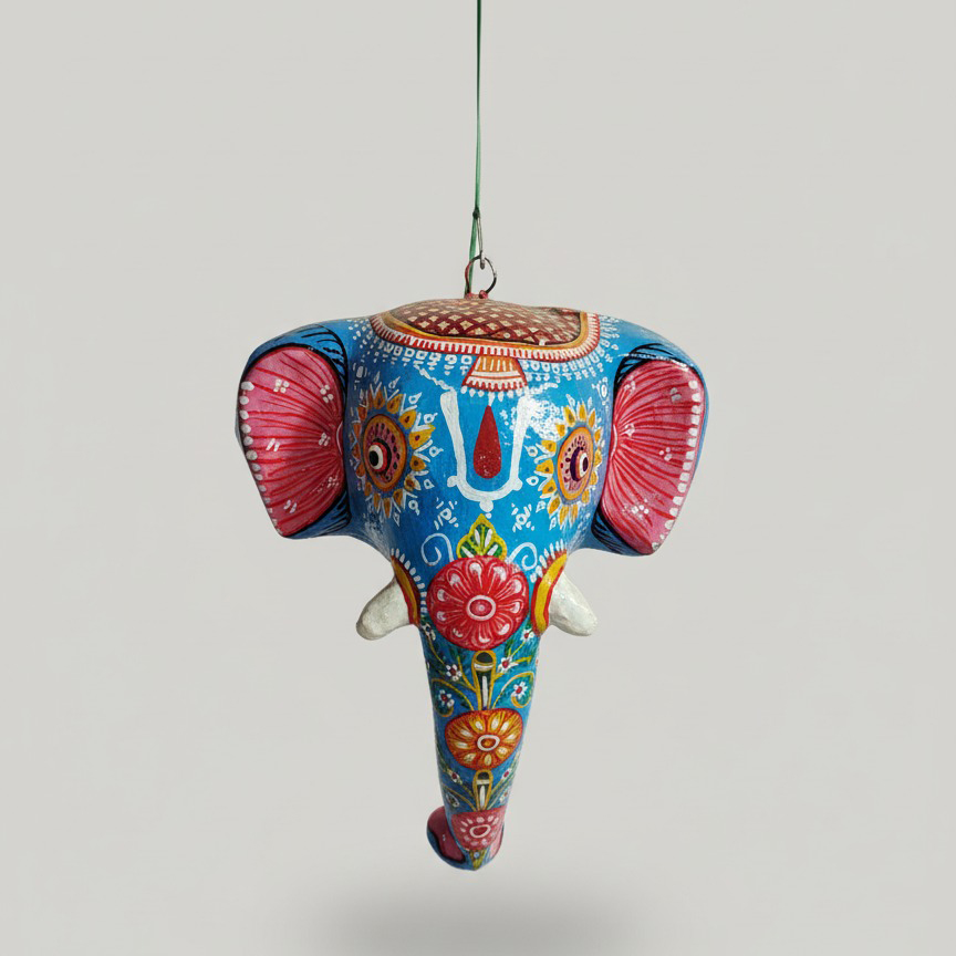 Hand-Painted Elephant Head Wall Hanging