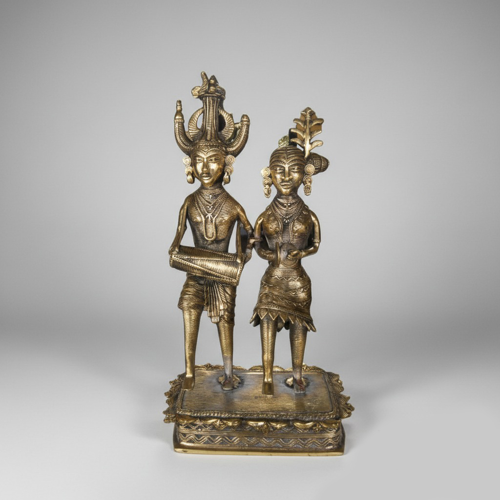 Dhokra Tribal Couple on Plinth