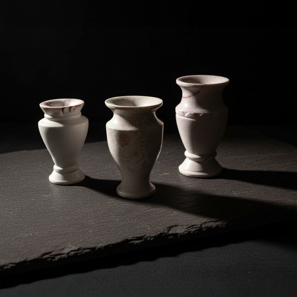 Set of Three Mini Marble Vases