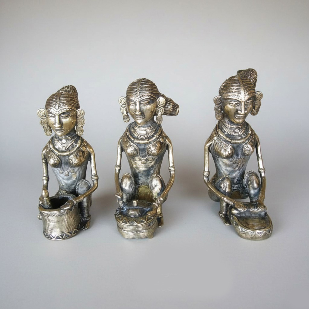 Dhokra Tribal Women – Utility Bowl Set (3 pcs)