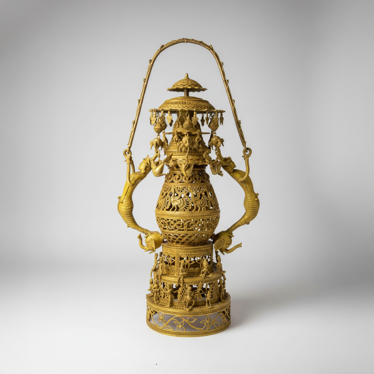 Grand Ornate Brass Ritual Lamp (Processional Form)