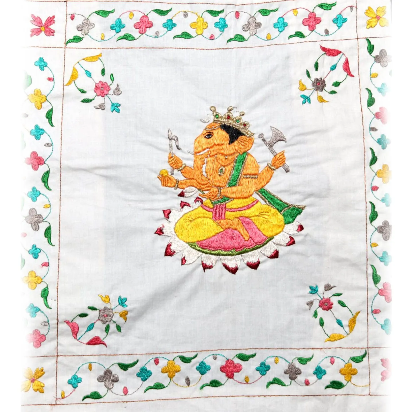 Handcrafted Chamba Rumaal with Lord Ganesha Embroidery