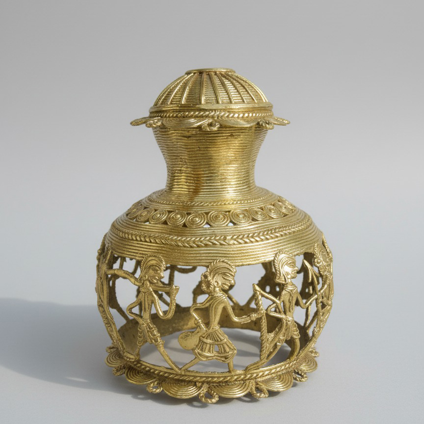 Tribal Dance Pot – Dhokra Brass Centerpiece