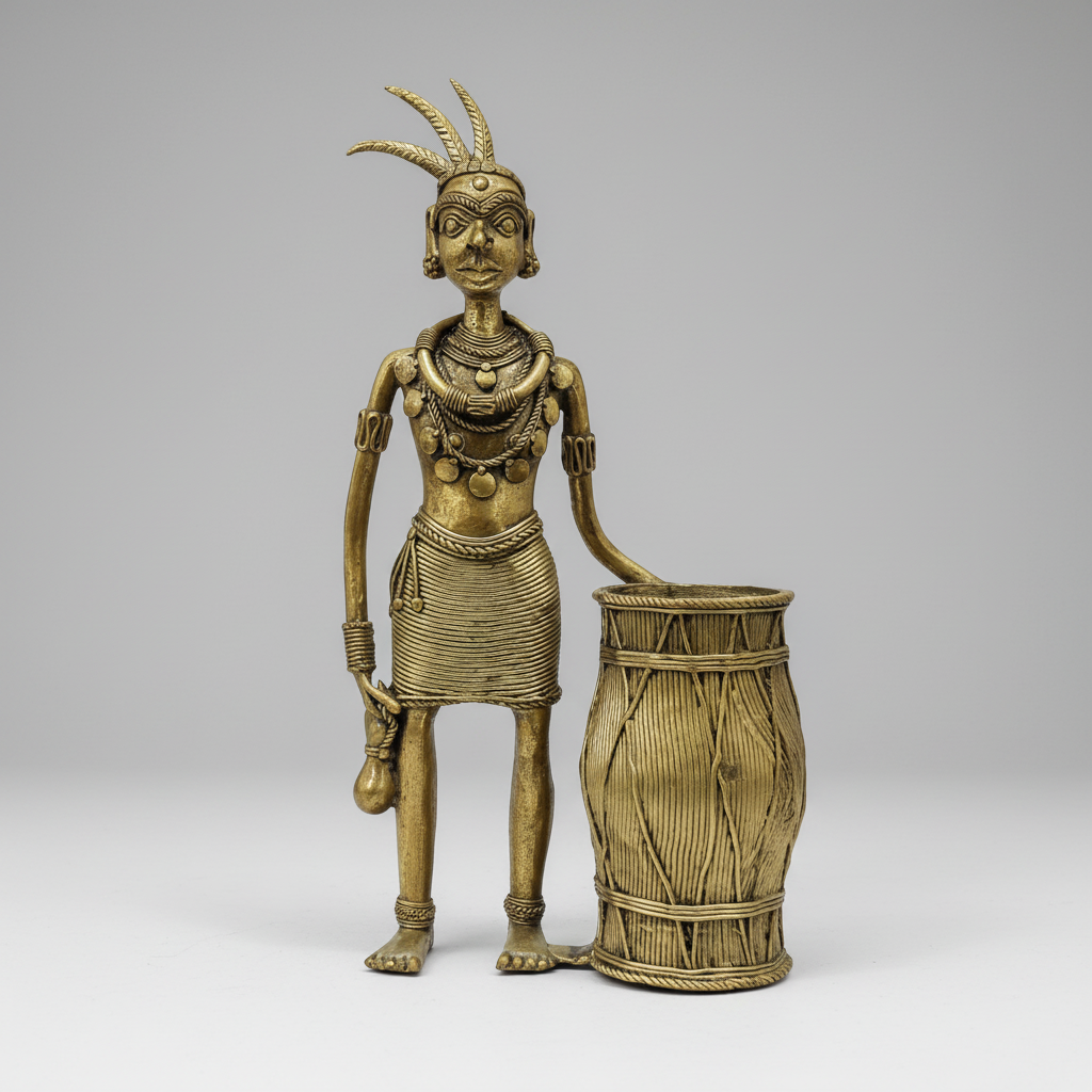 Dokra Tribal Drummer Figurine