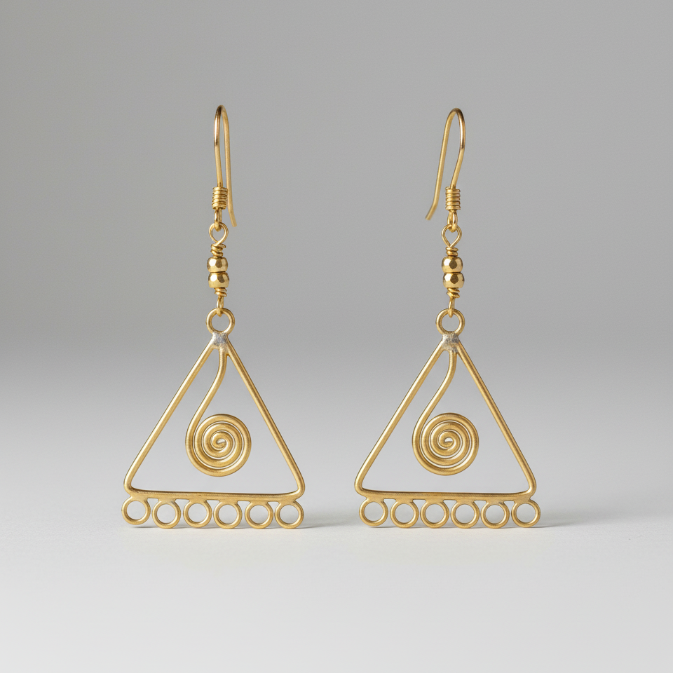 Dokra Geometric Spiral Earrings