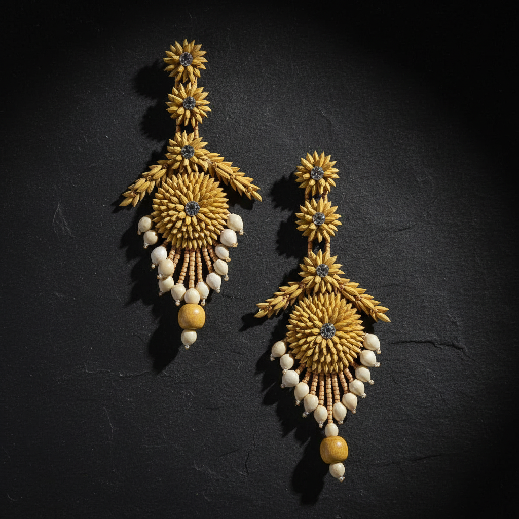 Golden Floral Paddy Earrings