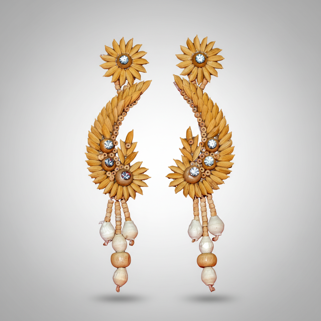 Curved Floral Paddy Earrings