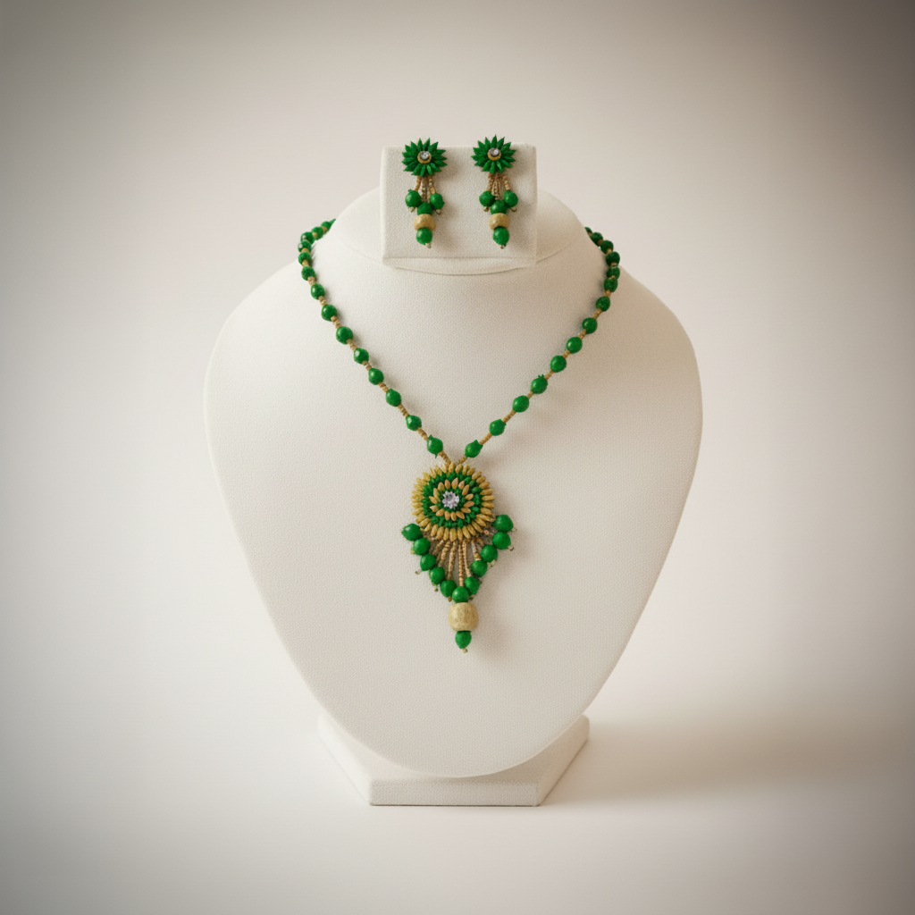 Green Paddy Necklace Set