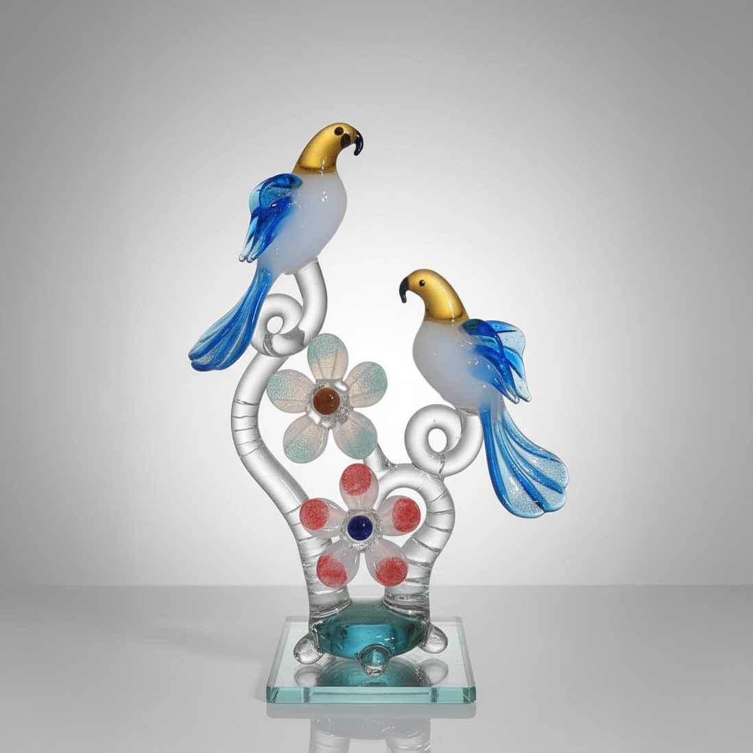 Golden Parrot Glass Sculpture