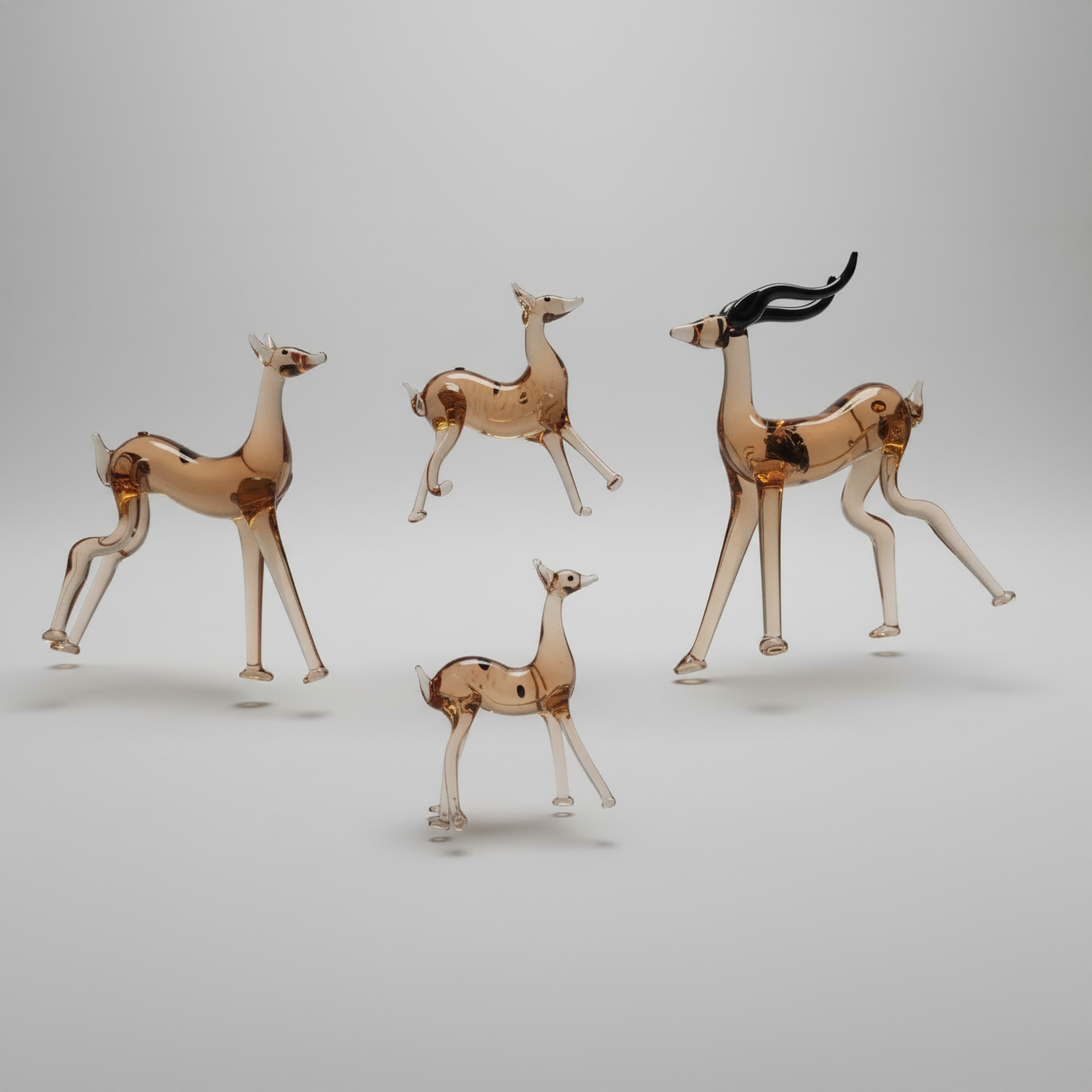 Brown Deer Glass Figurine Set