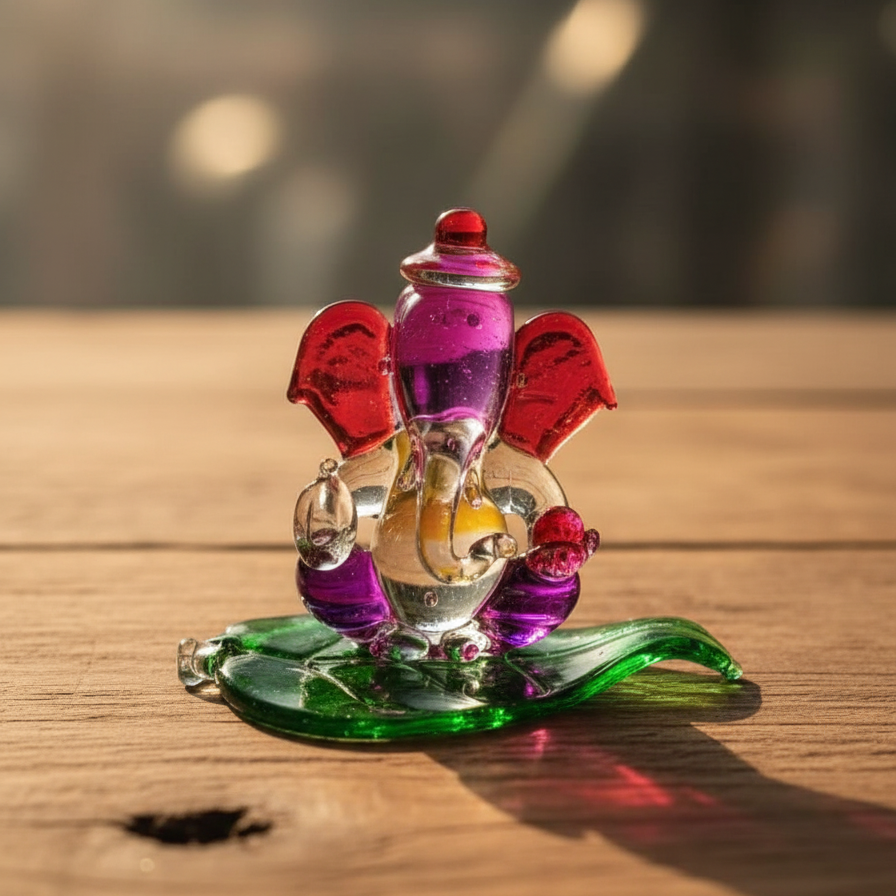 Multicolor Ganesha Glass Idol