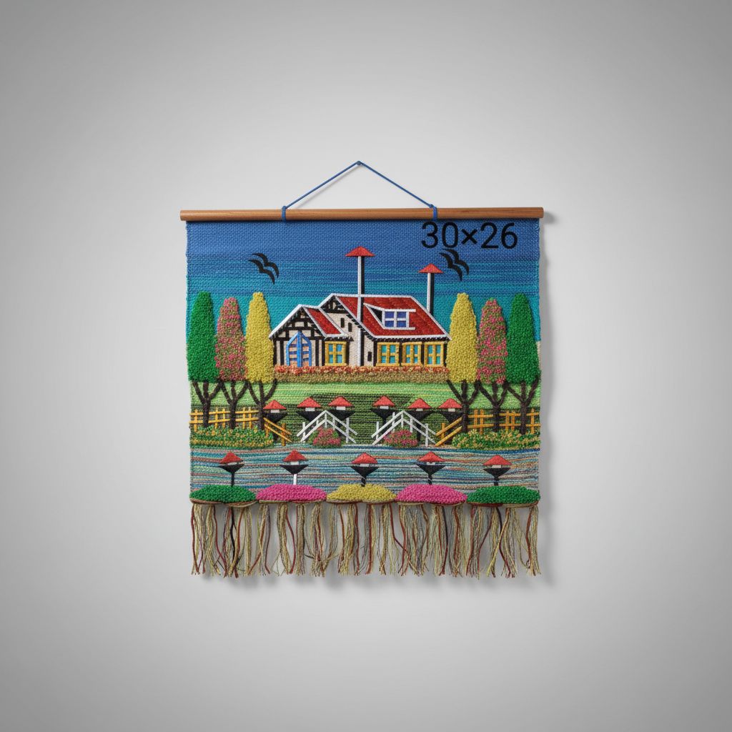 Blue Cottage Jute Wall Hanging