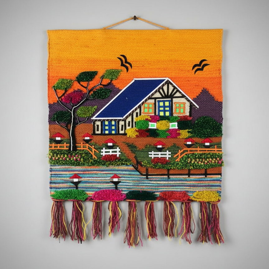 Tropical Palm Jute Wall Hanging