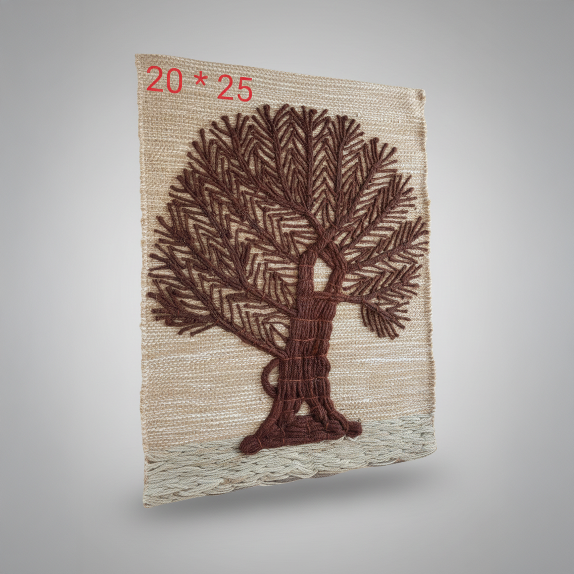 Jute Embroidery Art – Brown Tree (20x25 cm)