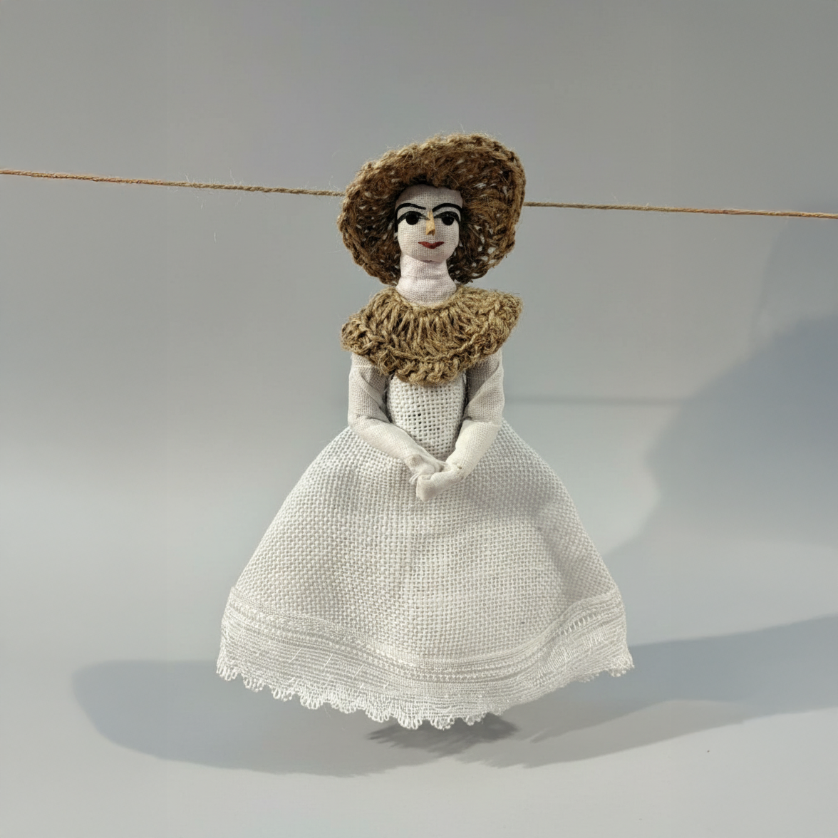 Handcrafted Jute Doll – Lady in White Dress