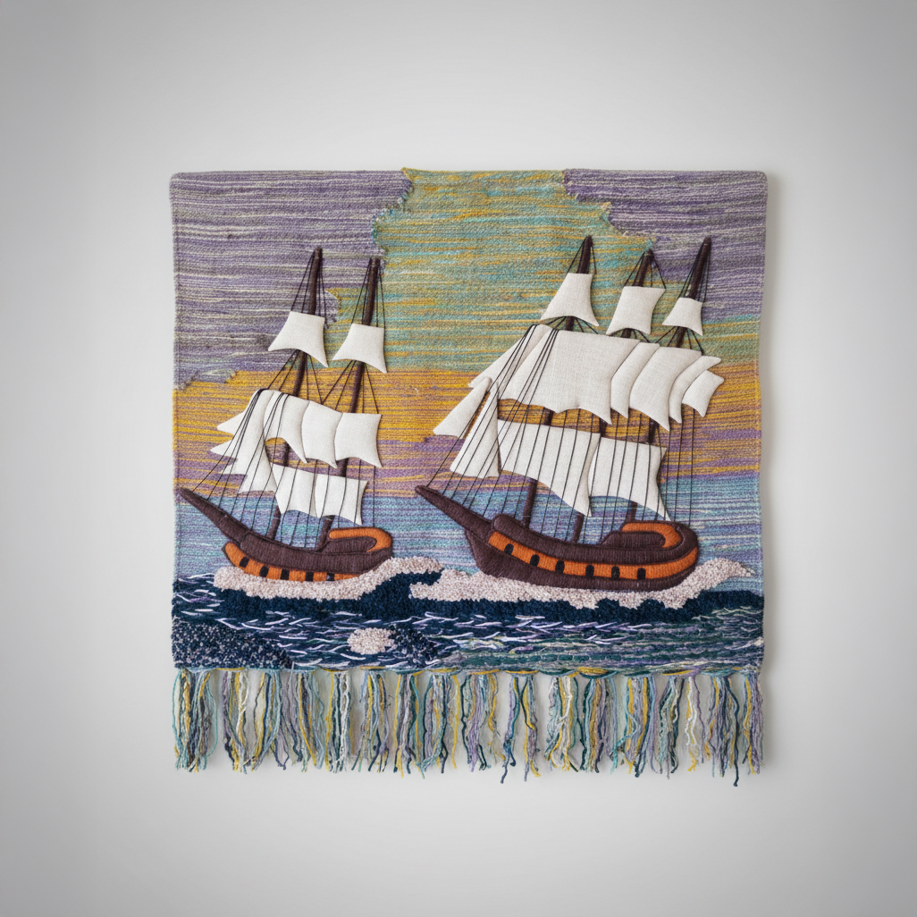 Handcrafted Jute Wall Hanging – Sailing Ships