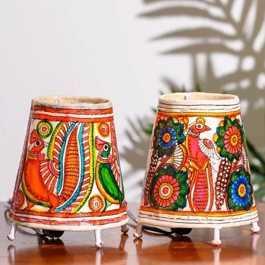Vibrant Odisha Leather Craft Table Lampshades
