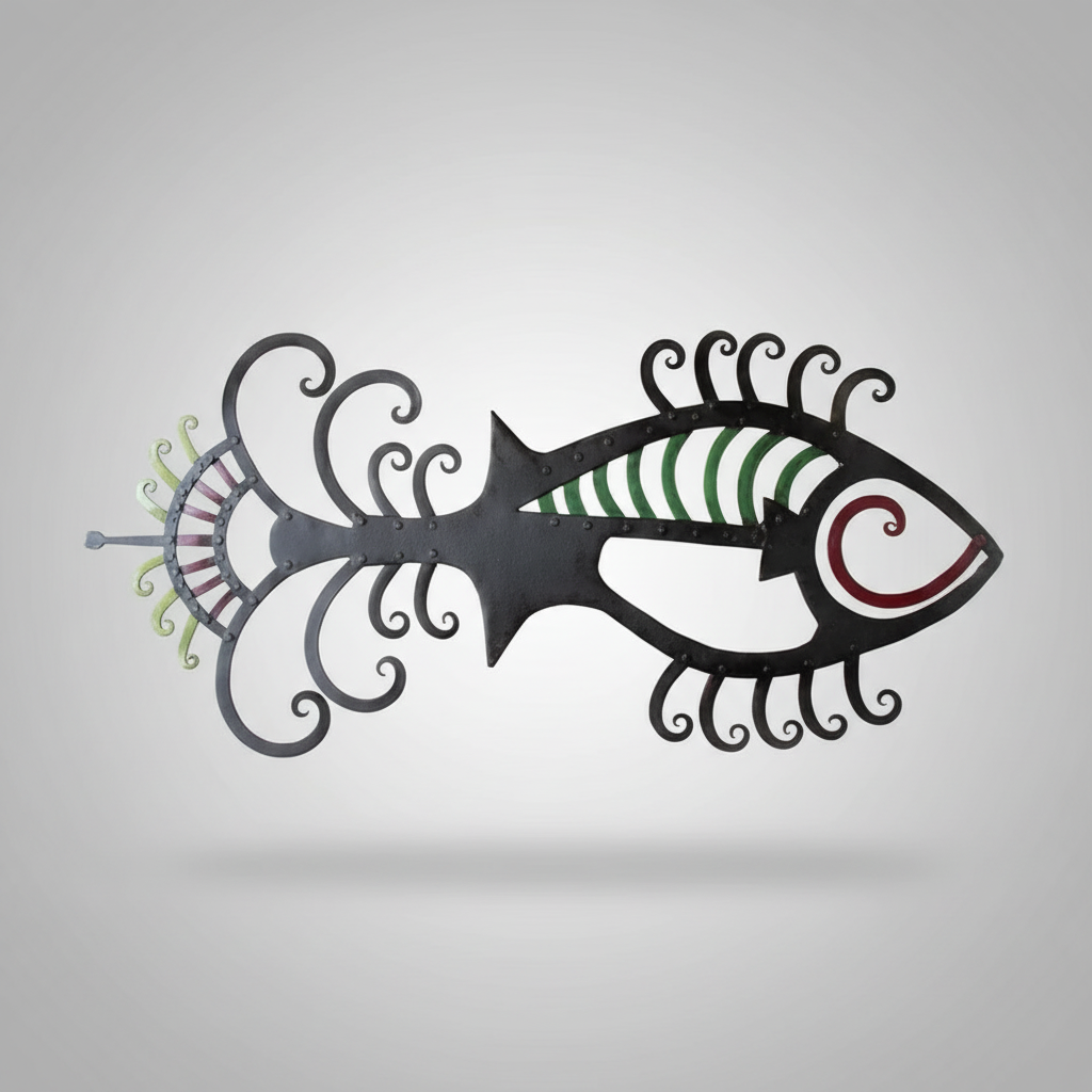 Abstract Wrought Iron Fish Wall Art