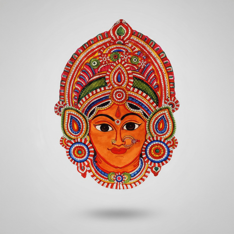 Leather Mask – Goddess Durga (Orange Radiance)