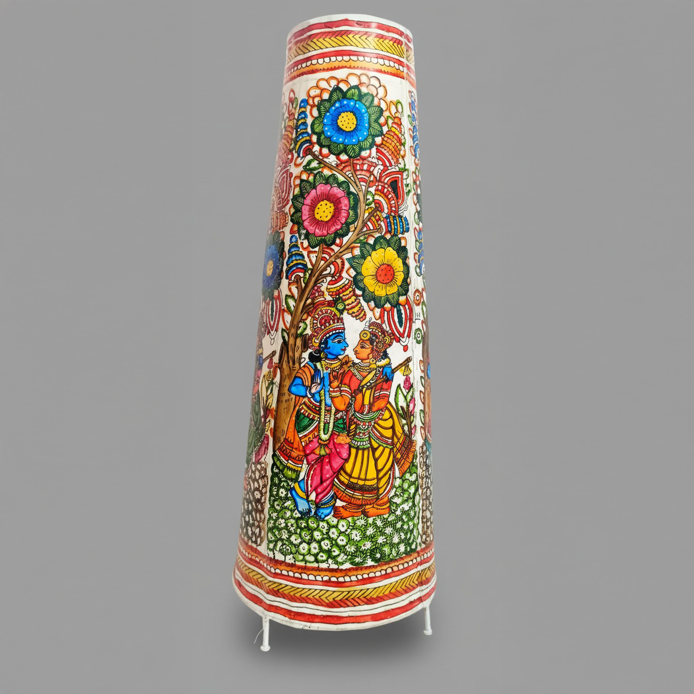 Hand-Painted Madhubani Floor Lamp