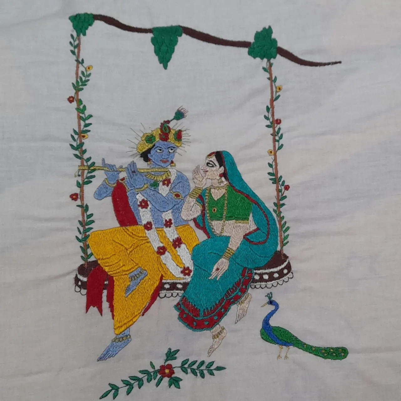 Krishna and Radha on a Swing Chamba Rumal