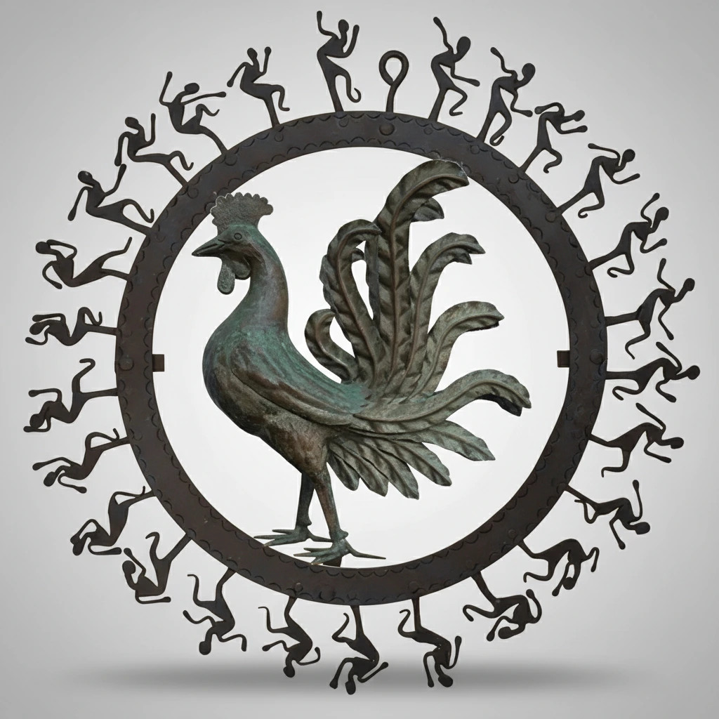 Bastar Iron Art Rooster Wall Hanging