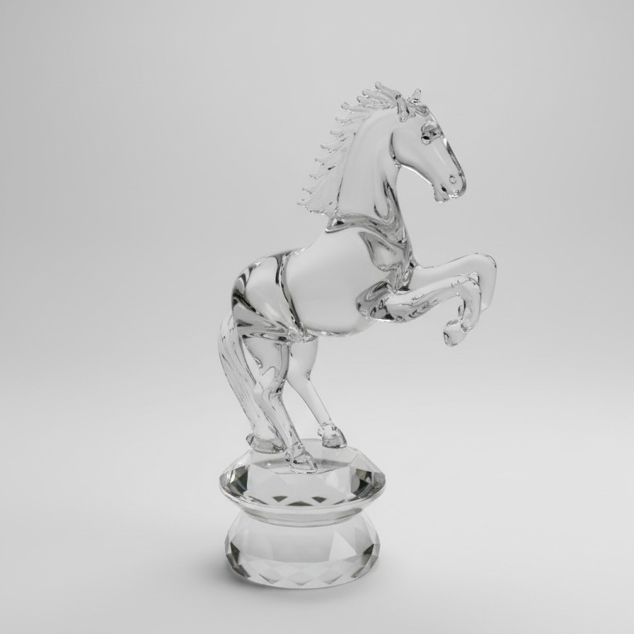 Crystal Glass Rearing Horse Figurine