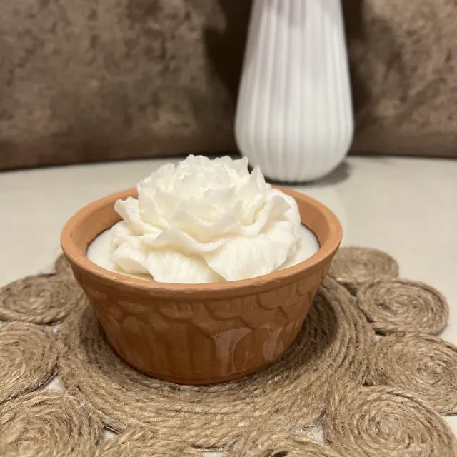 Earthen Urli Candle with Peony flower 