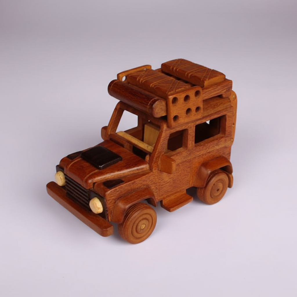 Wood Carven Toy Jeep